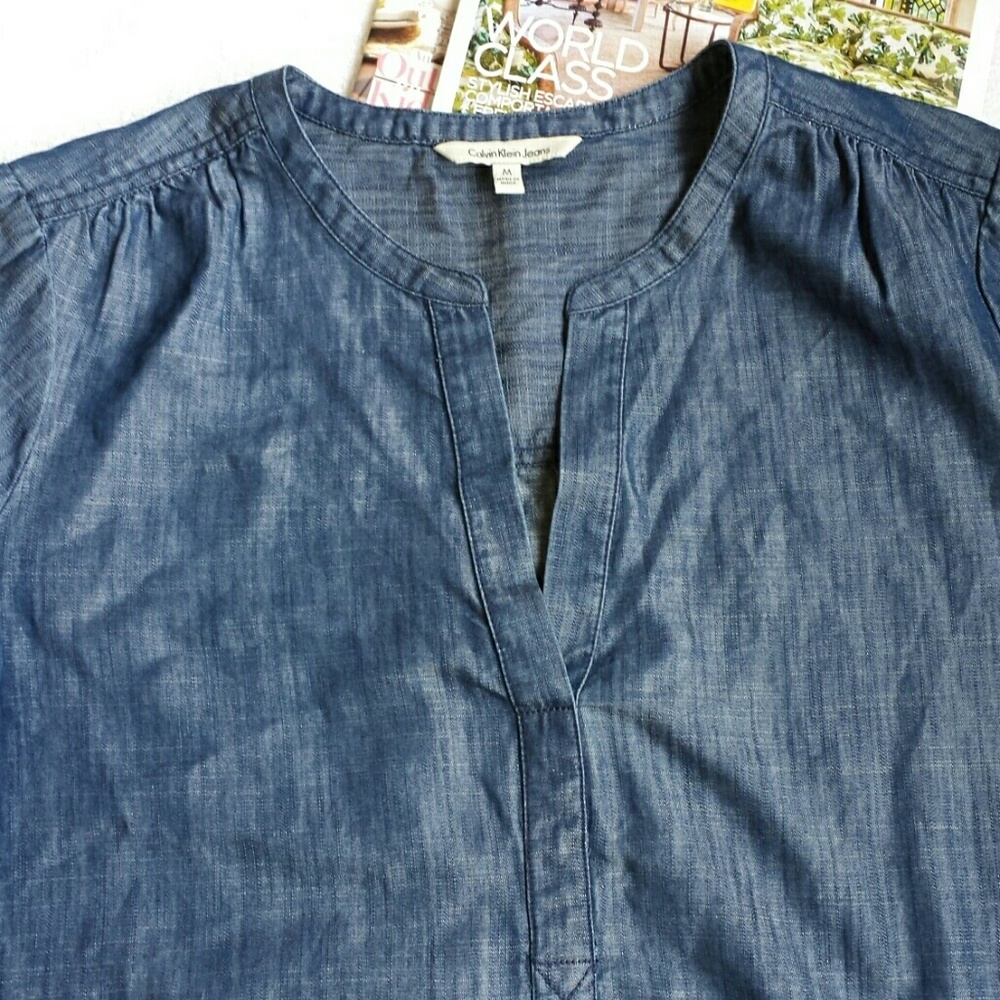 Calvin Klein Indigo Lightweight Denim Top Size M - Picture 5 of 5